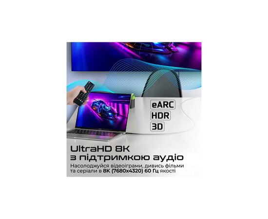 Кабель мультимедийный HDMI M to HDMI M 5.0m V2.1 grey Promate (primelink8k-500.grey), изображение 5 Кабель мультимедийный HDMI M to HDMI M 5.0m V2.1 grey Promate (primelink8k-500.grey), изображение 5