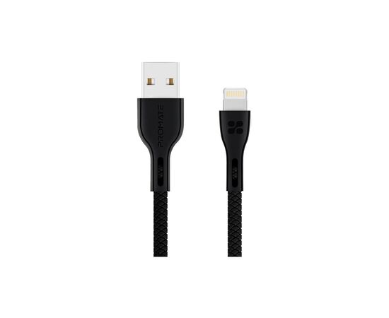 Дата кабель USB 2.0 AM to Lightning 1.2m 2A PowerBeam-i black Promate (powerbeam-i.black)