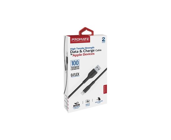 Дата кабель USB 2.0 AM to Lightning 1.0m 2A xCord-Ai black Promate (xcord-ai.black), изображение 2 Дата кабель USB 2.0 AM to Lightning 1.0m 2A xCord-Ai black Promate (xcord-ai.black), изображение 2