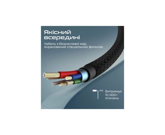 Дата кабель USB 2.0 AM to Lightning 1.0m 2A xCord-Ai black Promate (xcord-ai.black), изображение 4 Дата кабель USB 2.0 AM to Lightning 1.0m 2A xCord-Ai black Promate (xcord-ai.black), изображение 4