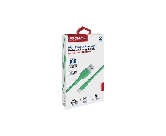 Дата кабель USB 2.0 AM to Lightning 1.0m 2A xCord-Ai green Promate (xcord-ai.green), изображение 2 Дата кабель USB 2.0 AM to Lightning 1.0m 2A xCord-Ai green Promate (xcord-ai.green), изображение 2