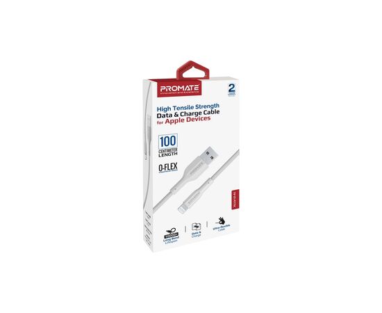 Дата кабель USB 2.0 AM to Lightning 1.0m 2A xCord-Ai white Promate (xcord-ai.white), изображение 2 Дата кабель USB 2.0 AM to Lightning 1.0m 2A xCord-Ai white Promate (xcord-ai.white), изображение 2