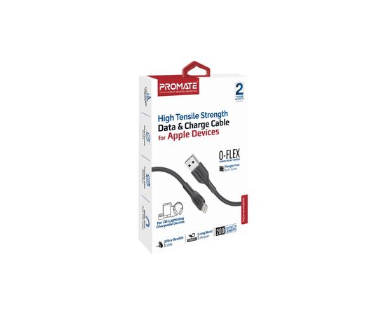 Дата кабель USB 2.0 AM to Lightning 2.0m 2A xCord-Ai200 black Promate (xcord-ai200.black), изображение 2 Дата кабель USB 2.0 AM to Lightning 2.0m 2A xCord-Ai200 black Promate (xcord-ai200.black), изображение 2