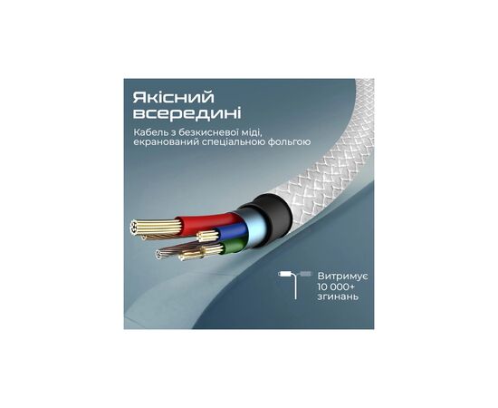Дата кабель USB 2.0 AM to Lightning 2.0m 2A xCord-Ai200 white Promate (xcord-ai200.white), изображение 4 Дата кабель USB 2.0 AM to Lightning 2.0m 2A xCord-Ai200 white Promate (xcord-ai200.white), изображение 4