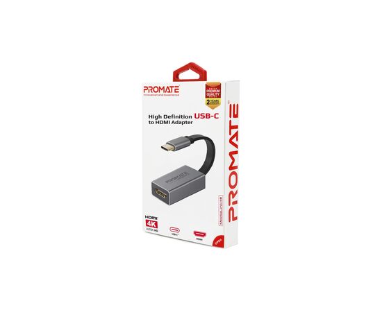Переходник USB-C to HDMI 4K30Hz grey Promate (medialink-h1.grey), изображение 2 Переходник USB-C to HDMI 4K30Hz grey Promate (medialink-h1.grey), изображение 2