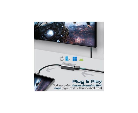 Переходник USB-C to HDMI 4K30Hz grey Promate (medialink-h1.grey), изображение 3 Переходник USB-C to HDMI 4K30Hz grey Promate (medialink-h1.grey), изображение 3