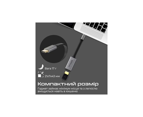 Переходник USB-C to HDMI 4K30Hz grey Promate (medialink-h1.grey), изображение 5 Переходник USB-C to HDMI 4K30Hz grey Promate (medialink-h1.grey), изображение 5