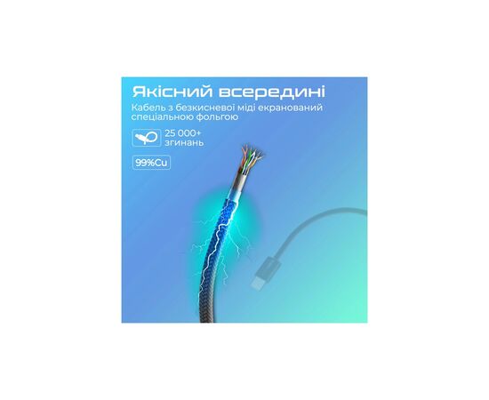 Дата кабель USB-C to USB-C 2.0m 60W PD EcoLine-CC200 black Promate (ecoline-cc200.black), изображение 5 Дата кабель USB-C to USB-C 2.0m 60W PD EcoLine-CC200 black Promate (ecoline-cc200.black), изображение 5