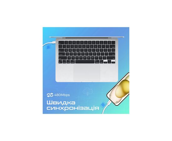 Дата кабель USB-C to USB-C 2.0m 60W PD EcoLine-CC200 white Promate (ecoline-cc200.white), изображение 4 Дата кабель USB-C to USB-C 2.0m 60W PD EcoLine-CC200 white Promate (ecoline-cc200.white), изображение 4