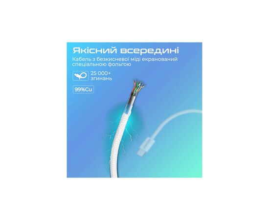Дата кабель USB-C to USB-C 2.0m 60W PD EcoLine-CC200 white Promate (ecoline-cc200.white), изображение 5 Дата кабель USB-C to USB-C 2.0m 60W PD EcoLine-CC200 white Promate (ecoline-cc200.white), изображение 5