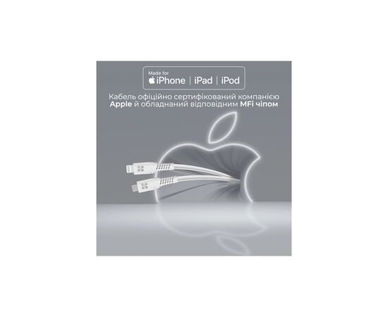 Дата кабель USB-C to Lightning 1.2m 20W PD MFi POWERLINE-CI120 black Promate (powerline-ci120.white), изображение 7 Дата кабель USB-C to Lightning 1.2m 20W PD MFi POWERLINE-CI120 black Promate (powerline-ci120.white), изображение 7