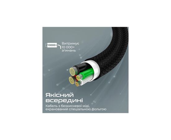 Дата кабель USB-C to USB-C 2.0m 3A xCord-CC200 black Promate (xcord-cc200.black), изображение 4 Дата кабель USB-C to USB-C 2.0m 3A xCord-CC200 black Promate (xcord-cc200.black), изображение 4
