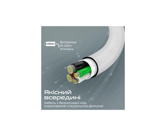Дата кабель USB-C to USB-C 2.0m 3A xCord-CC200 white Promate (xcord-cc200.white), изображение 4 Дата кабель USB-C to USB-C 2.0m 3A xCord-CC200 white Promate (xcord-cc200.white), изображение 4