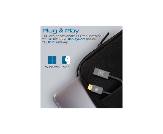 Переходник DisplayPort to HDMI Promate (medialink-dp.black), изображение 3 Переходник DisplayPort to HDMI Promate (medialink-dp.black), изображение 3