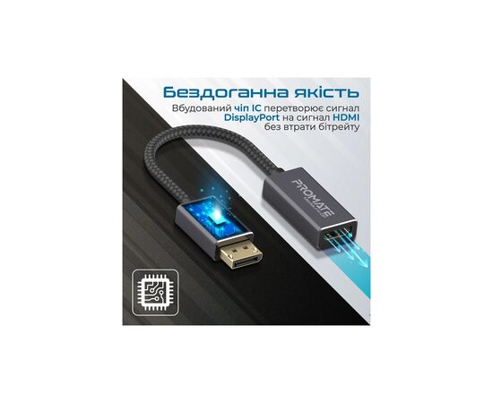 Переходник DisplayPort to HDMI Promate (medialink-dp.black), изображение 5 Переходник DisplayPort to HDMI Promate (medialink-dp.black), изображение 5