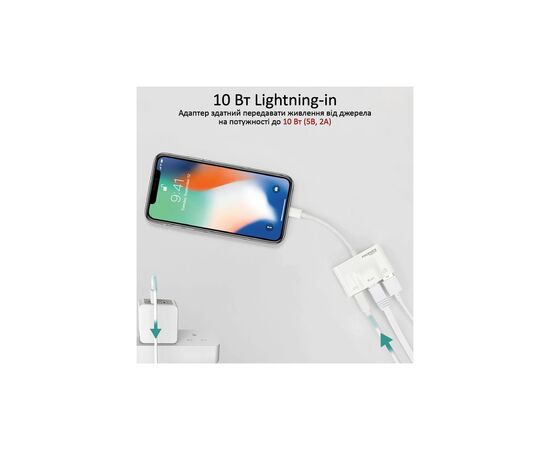 Адаптер Lightning to RJ45 Ethernet + USB 3.0 OTG + Lightning Promate (gigalink-i.white), изображение 4 Адаптер Lightning to RJ45 Ethernet + USB 3.0 OTG + Lightning Promate (gigalink-i.white), изображение 4