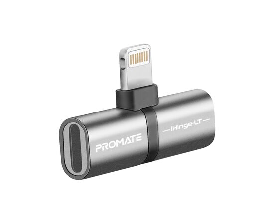 Переходник Lightning M to 2xLightning F Audiо + Charge Promate (ihinge-lt.grey)