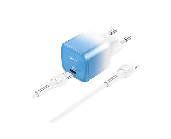 Зарядное устройство HOCO C101A USB-C PD20W + cable USB-C to Lightning Ice Blue (6931474769381), изображение 3 Зарядное устройство HOCO C101A USB-C PD20W + cable USB-C to Lightning Ice Blue (6931474769381), изображение 3