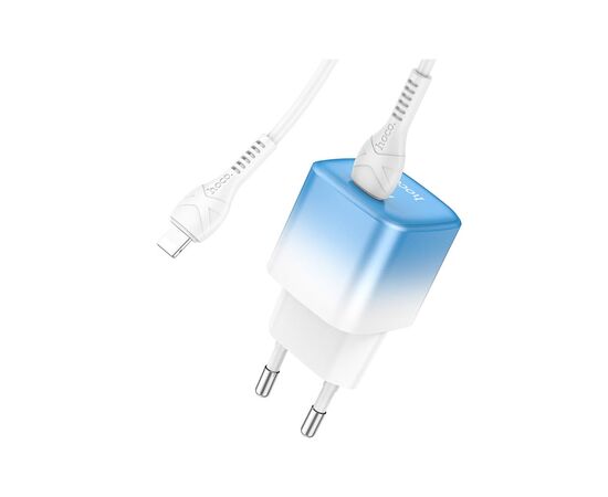 Зарядное устройство HOCO C101A USB-C PD20W + cable USB-C to Lightning Ice Blue (6931474769381), изображение 4 Зарядное устройство HOCO C101A USB-C PD20W + cable USB-C to Lightning Ice Blue (6931474769381), изображение 4