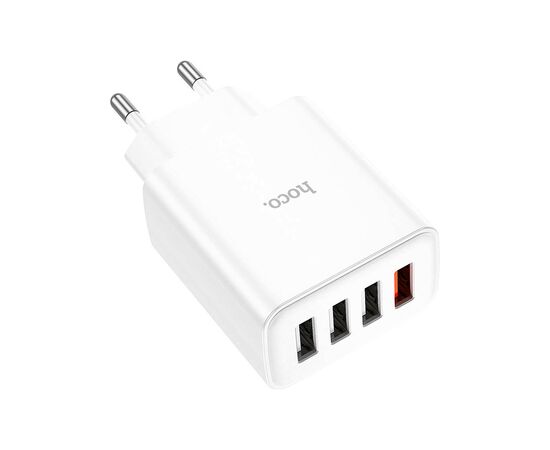 Зарядное устройство HOCO C102A Fuerza 1xUSB QC3.0 + 3-port USB 18W White (6931474777713), изображение 3 Зарядное устройство HOCO C102A Fuerza 1xUSB QC3.0 + 3-port USB 18W White (6931474777713), изображение 3