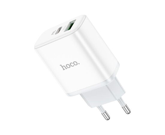 Зарядное устройство HOCO C105A Stage 1xUSB-C PD20W + 1xUSB QC3.0 White (6931474782946), изображение 4 Зарядное устройство HOCO C105A Stage 1xUSB-C PD20W + 1xUSB QC3.0 White (6931474782946), изображение 4