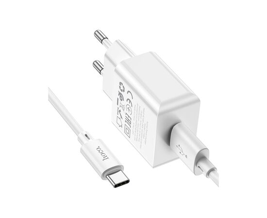 Зарядное устройство HOCO C106A Leisure USB + cable USB to USB-C 10.5W White (6931474783912), изображение 6 Зарядное устройство HOCO C106A Leisure USB + cable USB to USB-C 10.5W White (6931474783912), изображение 6