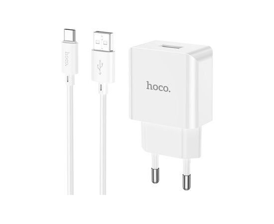 Зарядное устройство HOCO C106A Leisure USB + cable USB to USB-C 10.5W White (6931474783912)