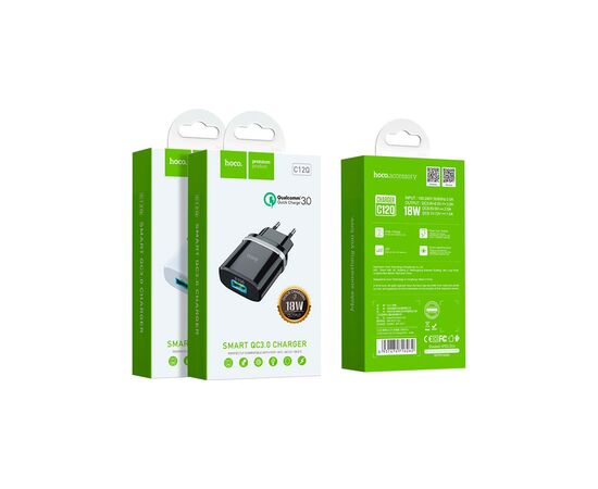 Зарядное устройство HOCO C12Q Smart USB QC3.0 18W Black (6931474716255), изображение 4