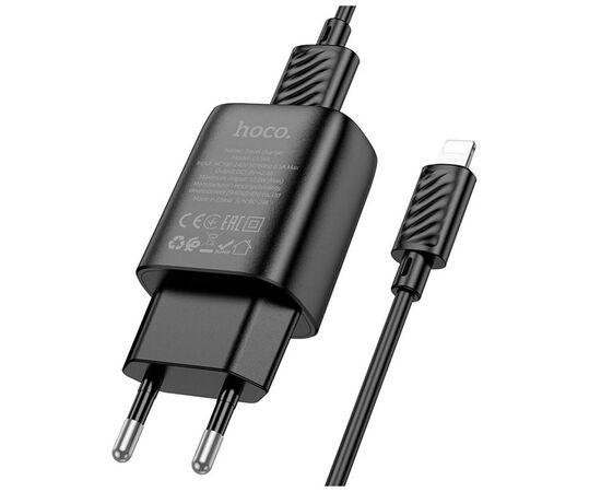 Зарядное устройство HOCO C134A Solid USB + cable USB to Lightning Black (6942007621311), изображение 3 Зарядное устройство HOCO C134A Solid USB + cable USB to Lightning Black (6942007621311), изображение 3