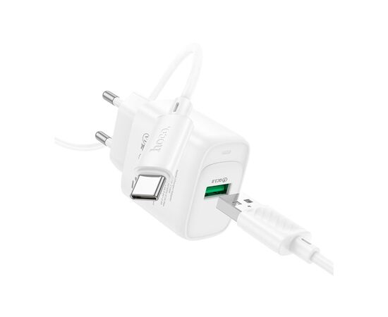 Зарядное устройство HOCO C140A Smart USB QC3.0 + cable USB to USB-C White (6942007627832), изображение 2 Зарядное устройство HOCO C140A Smart USB QC3.0 + cable USB to USB-C White (6942007627832), изображение 2