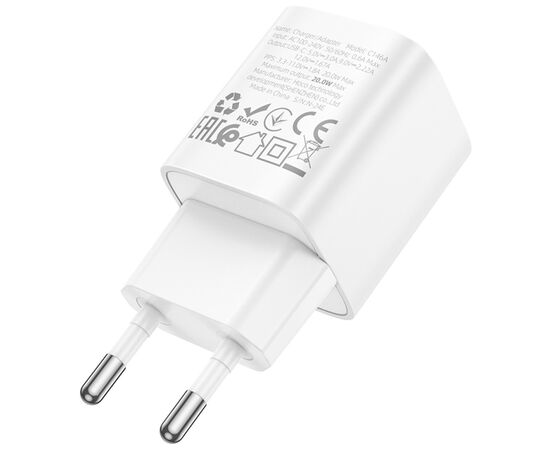 Зарядний пристрій HOCO C146A Charm USB-C PD20W White (6942007630245), зображення 6 Зарядний пристрій HOCO C146A Charm USB-C PD20W White (6942007630245), зображення 6