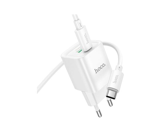 Зарядное устройство HOCO C147A Charm 1xUSB-C PD20W + 1xUSB QC3.0 + cable USB-C to USB-C White (6942007630290), изображение 5 Зарядное устройство HOCO C147A Charm 1xUSB-C PD20W + 1xUSB QC3.0 + cable USB-C to USB-C White (6942007630290), изображение 5