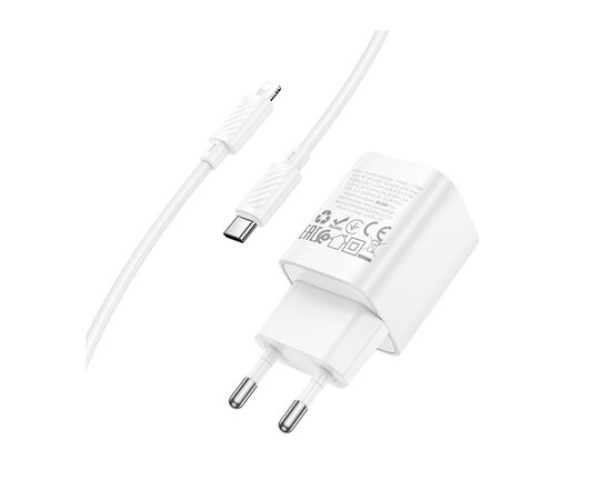 Зарядное устройство HOCO C148A Charm USB-C PD30W + cable USB-C to Lightning White (6942007630313), изображение 2