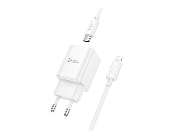 Зарядное устройство HOCO C148A Charm USB-C PD30W + cable USB-C to Lightning White (6942007630313), изображение 3