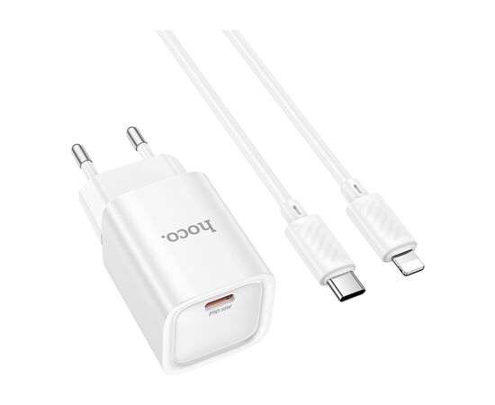 Зарядное устройство HOCO C148A Charm USB-C PD30W + cable USB-C to Lightning White (6942007630313)