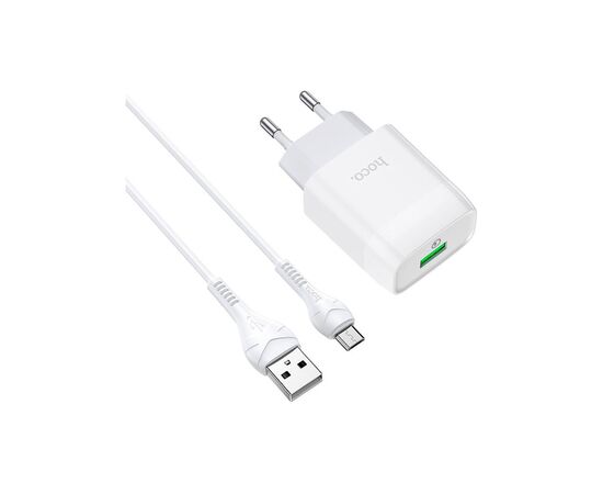 Зарядний пристрій HOCO C72Q Glorious USB QC3.0 + cable USB to Micro 5P 18W White (6931474732538)