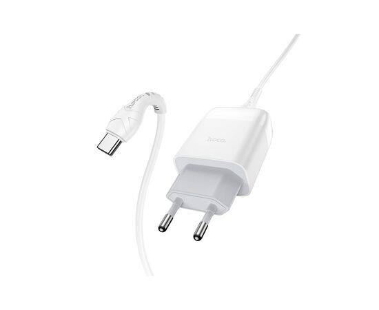 Зарядное устройство HOCO C72Q Glorious USB QC3.0 + cable USB to USB-C 18W White (6931474732552), изображение 3 Зарядное устройство HOCO C72Q Glorious USB QC3.0 + cable USB to USB-C 18W White (6931474732552), изображение 3