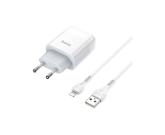 Зарядное устройство HOCO C73A Glorious 2xUSB + cable USB to Lightning White (6931474713056), изображение 2 Зарядное устройство HOCO C73A Glorious 2xUSB + cable USB to Lightning White (6931474713056), изображение 2