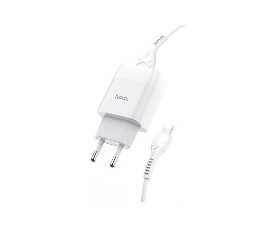 Зарядное устройство HOCO C73A Glorious 2xUSB + cable USB to Lightning White (6931474713056), изображение 4 Зарядное устройство HOCO C73A Glorious 2xUSB + cable USB to Lightning White (6931474713056), изображение 4