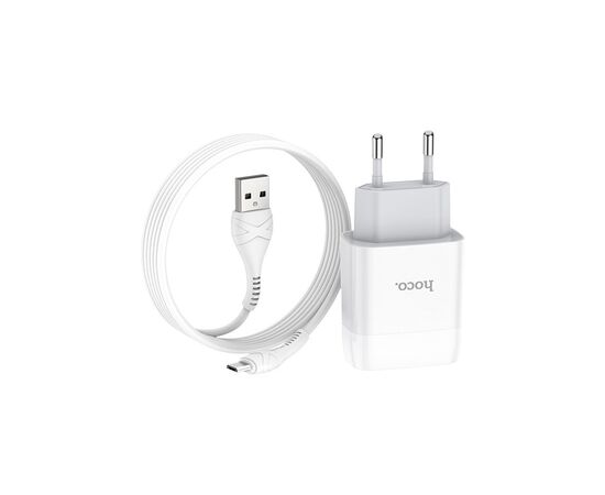 Зарядное устройство HOCO C73A Glorious 2xUSB + cable Micro 5P 12W White (6931474713063), изображение 3 Зарядное устройство HOCO C73A Glorious 2xUSB + cable Micro 5P 12W White (6931474713063), изображение 3