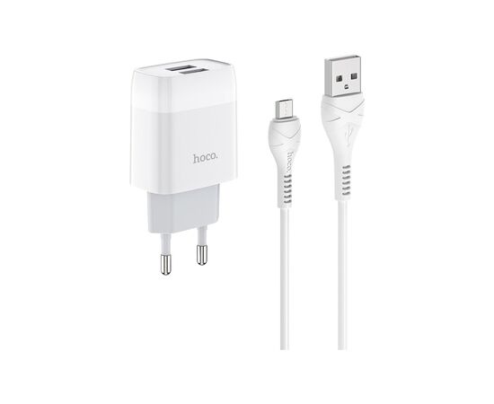 Зарядний пристрій HOCO C73A Glorious 2xUSB + cable Micro 5P 12W White (6931474713063)