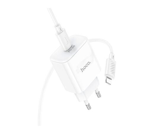 Зарядное устройство HOCO C76A Pro Majestic USB-C PD30W + cable USB-C to Lightning White (6942007616317), изображение 4 Зарядное устройство HOCO C76A Pro Majestic USB-C PD30W + cable USB-C to Lightning White (6942007616317), изображение 4