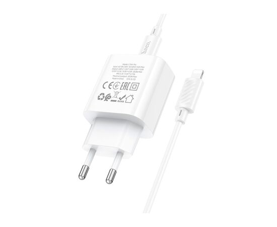 Зарядное устройство HOCO C76A Pro Majestic USB-C PD30W + cable USB-C to Lightning White (6942007616317), изображение 6 Зарядное устройство HOCO C76A Pro Majestic USB-C PD30W + cable USB-C to Lightning White (6942007616317), изображение 6