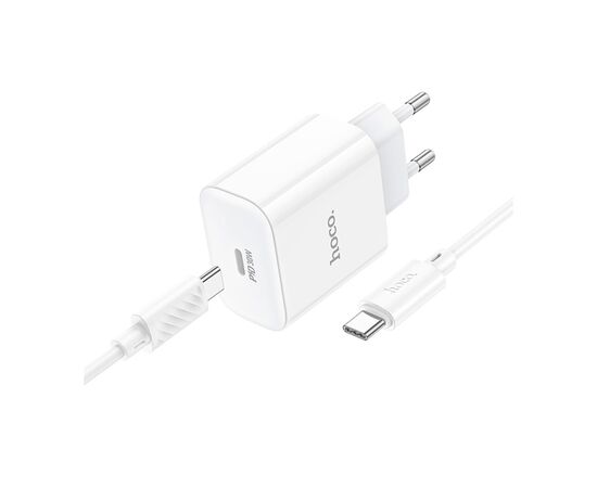 Зарядное устройство HOCO C76A Pro Majestic USB-C PD30W + cable USB-C to USB-C White (6942007616324), изображение 3 Зарядное устройство HOCO C76A Pro Majestic USB-C PD30W + cable USB-C to USB-C White (6942007616324), изображение 3