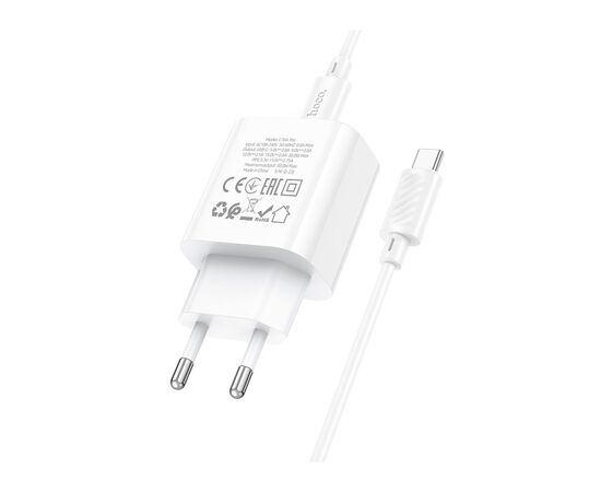 Зарядное устройство HOCO C76A Pro Majestic USB-C PD30W + cable USB-C to USB-C White (6942007616324), изображение 6 Зарядное устройство HOCO C76A Pro Majestic USB-C PD30W + cable USB-C to USB-C White (6942007616324), изображение 6