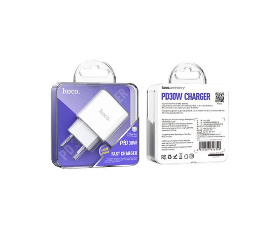 Зарядное устройство HOCO C76A Pro Majestic USB-C PD30W White (6942007616300), изображение 6 Зарядное устройство HOCO C76A Pro Majestic USB-C PD30W White (6942007616300), изображение 6