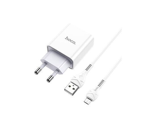 Зарядное устройство HOCO C81A Asombroso USB + cable Micro 5P 10.5W White (6931474727954), изображение 2 Зарядное устройство HOCO C81A Asombroso USB + cable Micro 5P 10.5W White (6931474727954), изображение 2