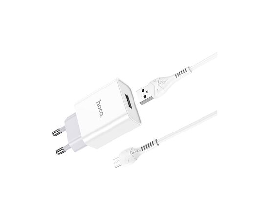 Зарядное устройство HOCO C81A Asombroso USB + cable Micro 5P 10.5W White (6931474727954), изображение 3 Зарядное устройство HOCO C81A Asombroso USB + cable Micro 5P 10.5W White (6931474727954), изображение 3