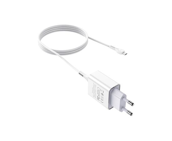 Зарядное устройство HOCO C81A Asombroso USB + cable Micro 5P 10.5W White (6931474727954), изображение 4 Зарядное устройство HOCO C81A Asombroso USB + cable Micro 5P 10.5W White (6931474727954), изображение 4
