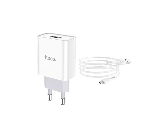 Зарядное устройство HOCO C81A Asombroso USB + cable Micro 5P 10.5W White (6931474727954)